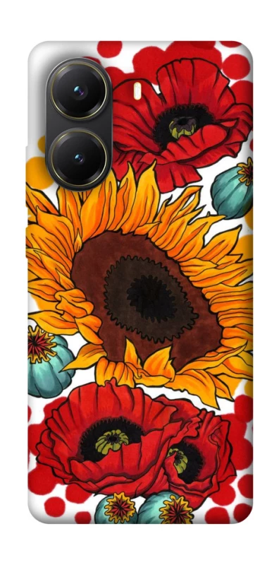 Чохол на Xiaomi Poco X7 Pro Соняшники та маки фото 1 з 1
