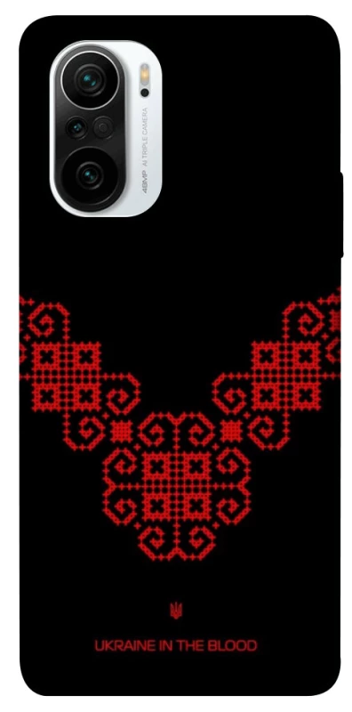 Чехол на Xiaomi Redmi K40 / K40 Pro / K40 Pro+ / Poco F3 Черно-красная вышиванка фото 1 из 1