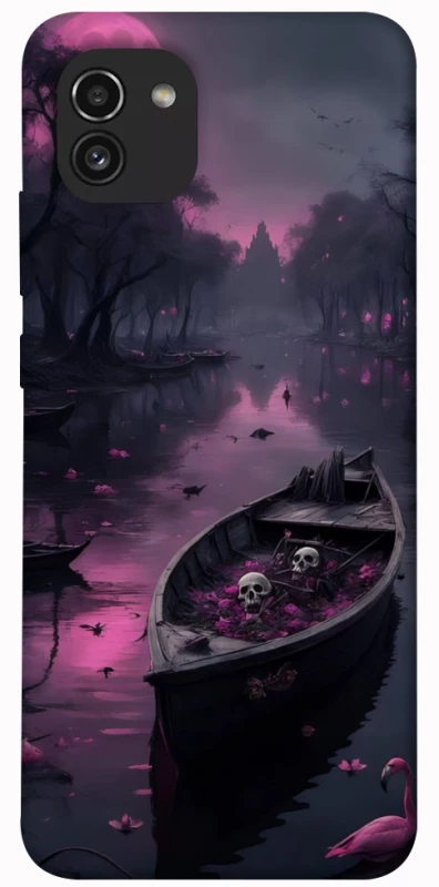 Чехол на Samsung Galaxy A03 Boat and flamingo фото 1 из 1