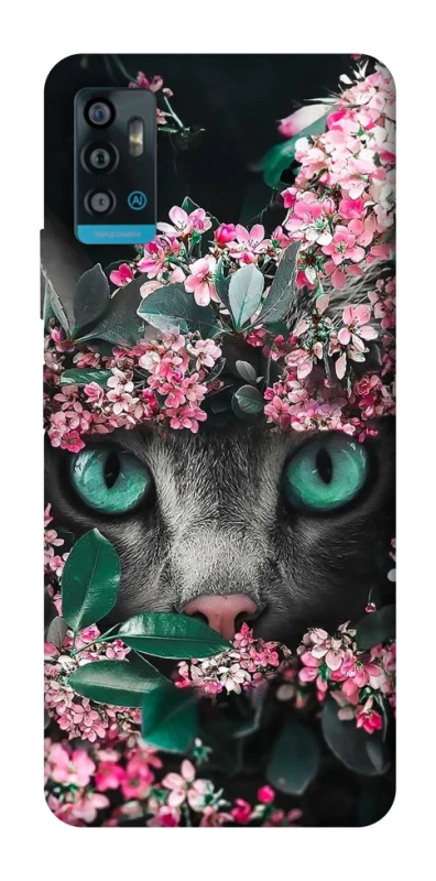 Чохол на ZTE Blade A71 Кіт в квітах фото 1 з 1