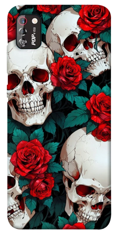 Чохол на TECNO POP 4 Pro skull and rose фото 1 з 1
