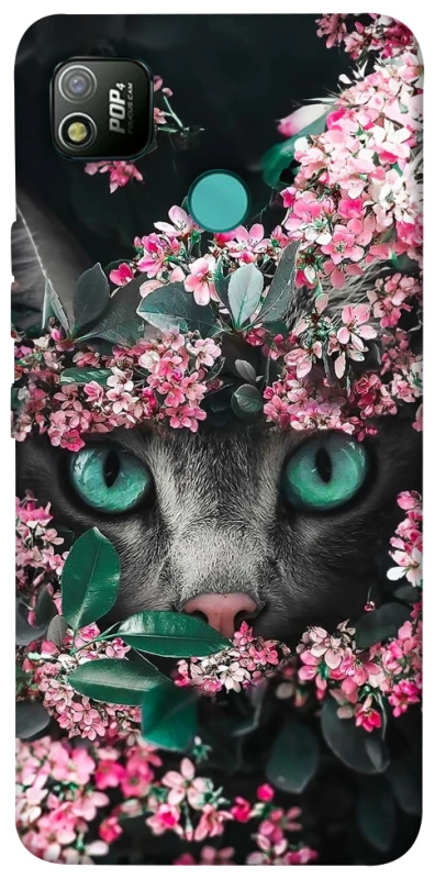Чохол на TECNO POP 4 Кіт в квітах фото 1 з 1