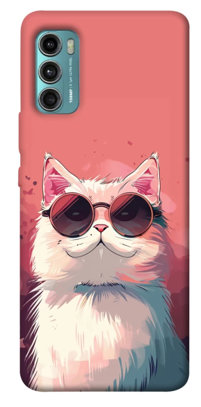 Чохол на Motorola Moto G60 Сat with glasses фото 1 з 1