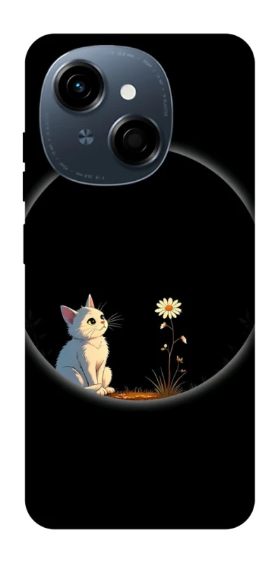Чехол на TECNO Spark Go 1 Cat and flower фото 1 из 1