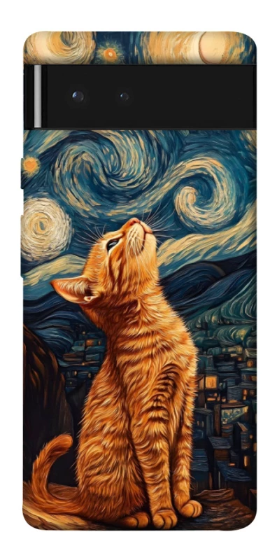 Чехол на Google Pixel 6 van gogh cat фото 1 из 1