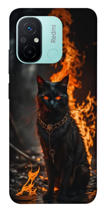 Чехол на Xiaomi Redmi 12C / Poco C55 Огненный кот фото 1 из 1