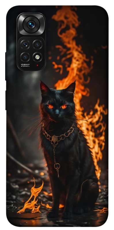 Чохол на Xiaomi Redmi Note 11 (Global) / Note 11S Вогняний кіт фото 1 з 1