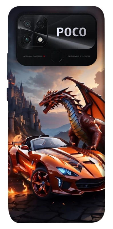 Чохол на Xiaomi Poco C40 Сar and dragon фото 1 з 1