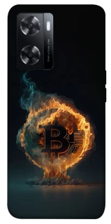 Чехол на Oppo A77s Fire Bitcoin фото 1 из 1