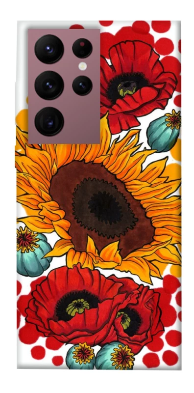 Чохол на Samsung Galaxy S22 Ultra Соняшники та маки фото 1 з 1