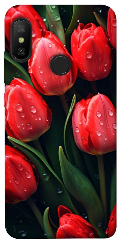 Чохол на Xiaomi Mi A2 Lite / Xiaomi Redmi 6 Pro Червоні тюльпани фото 1 з 1