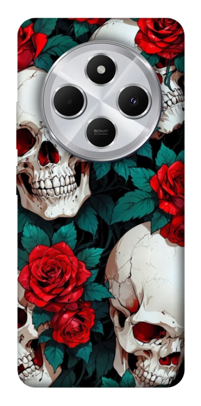 Чохол на Xiaomi Redmi 14C / Poco C75 skull and rose фото 1 з 1