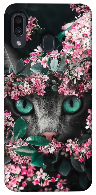 Чехол на Samsung Galaxy A20 / A30 Кот в цветах фото 1 из 1