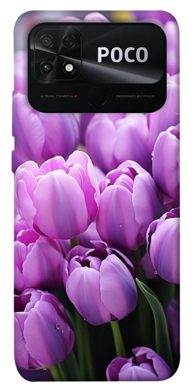 Чехол на Xiaomi Poco C40 Фиолетовые тюльпаны фото 1 из 1