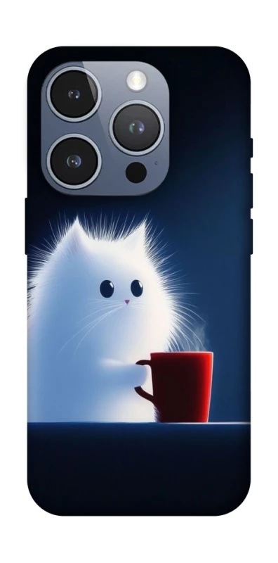 Чехол на Apple iPhone 16 Pro Чехол кот с кофе фото 1 из 1