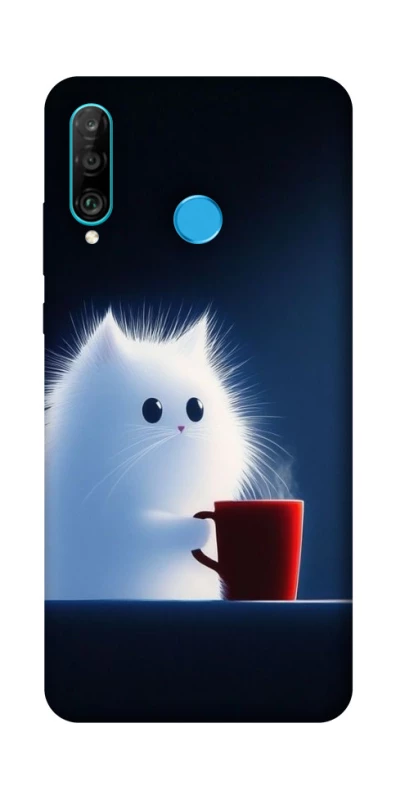 Чохол на Huawei P30 lite Чохол кіт з кавою фото 1 з 1