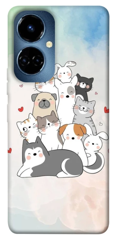 Чехол на TECNO Camon 19 Funny Pets ver.2 фото 1 из 1
