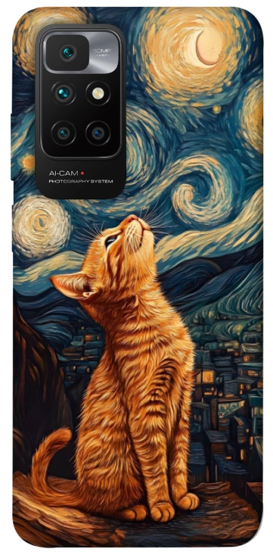 Чохол на Xiaomi Redmi 10 van gogh cat фото 1 з 1