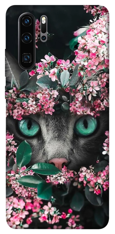 Чохол на Huawei P30 Pro Кіт в квітах фото 1 з 1