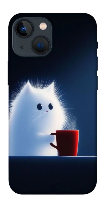 Чехол на Apple iPhone 13 mini (5.4") Чехол кот с кофе фото 1 из 1