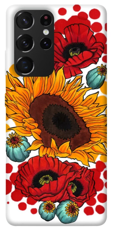 Чехол на Samsung Galaxy S21 Ultra Подсолнечники и маки фото 1 из 1