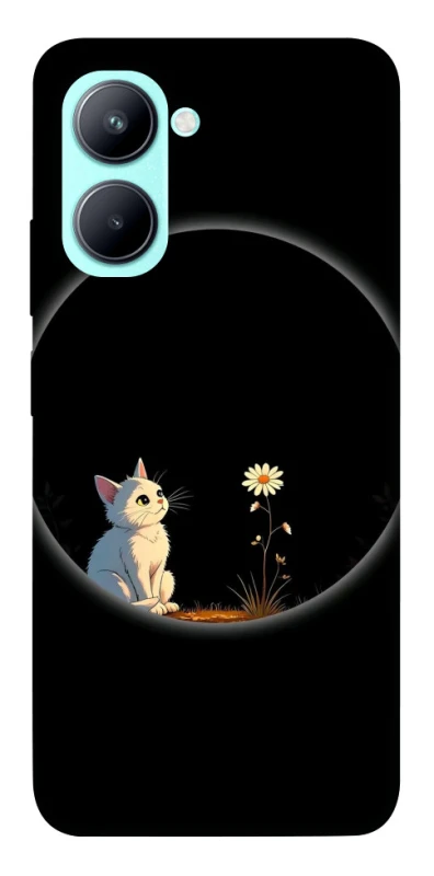 Чехол на Realme C33 Cat and flower фото 1 из 1