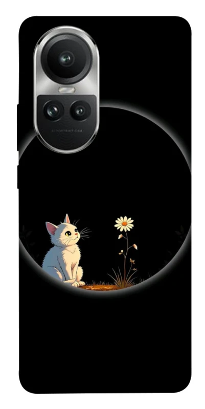 Чохол на Oppo Reno 10 Cat and flower фото 1 з 1