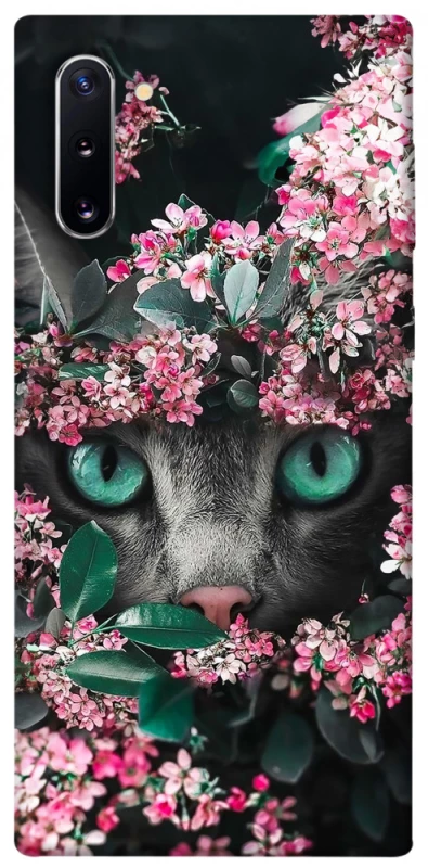 Чохол на Samsung Galaxy Note 10 Кіт в квітах фото 1 з 1