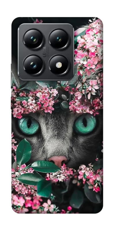 Чохол на Xiaomi 14T Pro Кіт в квітах фото 1 з 1
