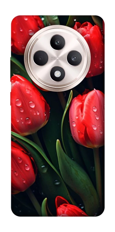 Чехол на Oppo Reno 12 F 4G/5G Красные тюльпаны фото 1 из 1