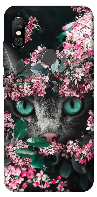 Чохол на Xiaomi Redmi Note 6 Pro Кіт в квітах фото 1 з 1