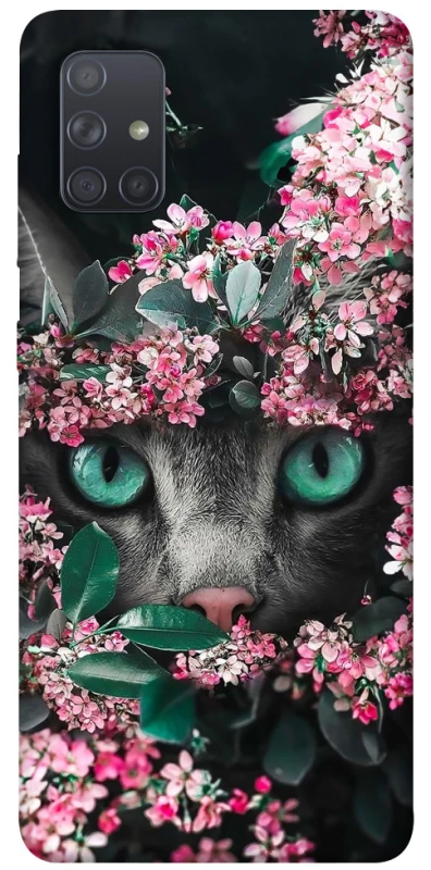 Чохол на Samsung Galaxy A71 Кіт в квітах фото 1 з 1