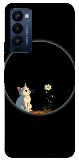 Чехол на TECNO Camon 18 Cat and flower фото 1 из 1