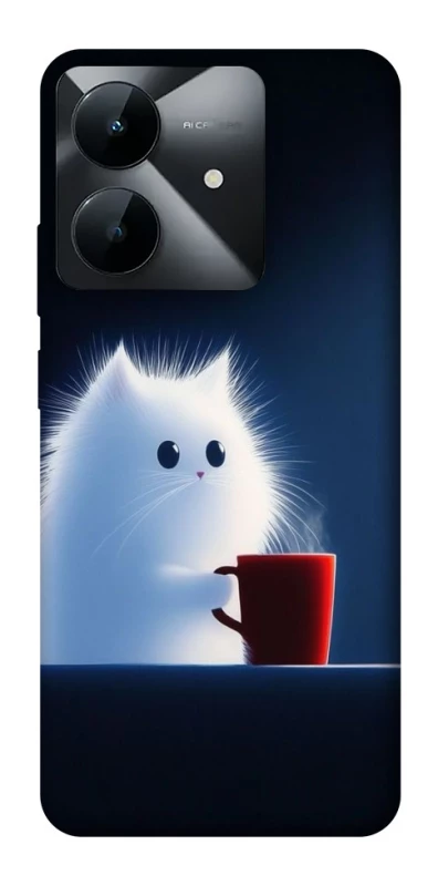 Чехол на Realme Note 60x Чехол кот с кофе фото 1 из 1