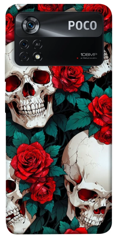 Чехол на Xiaomi Poco X4 Pro 5G skull and rose фото 1 из 1