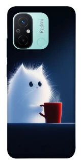 Чехол на Xiaomi Redmi 12C / Poco C55 Чехол кот с кофе фото 1 из 1