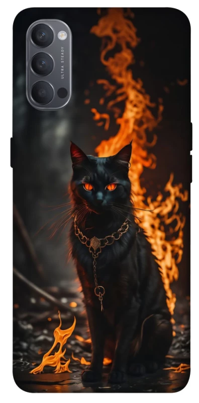 Чехол на Oppo Reno 4 Огненный кот фото 1 из 1