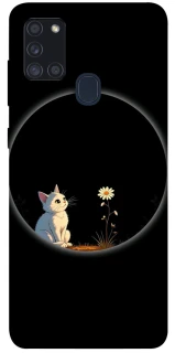 Чехол на Samsung Galaxy A21s Cat and flower фото 1 из 1