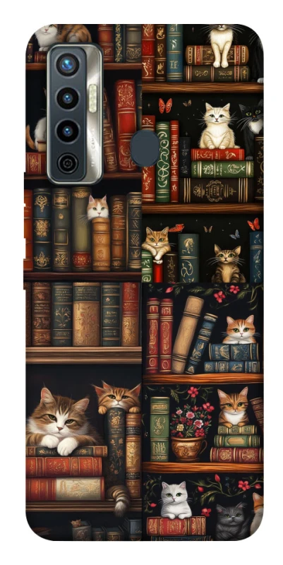 Чехол на TECNO Camon 17 Cats & Books фото 1 из 1