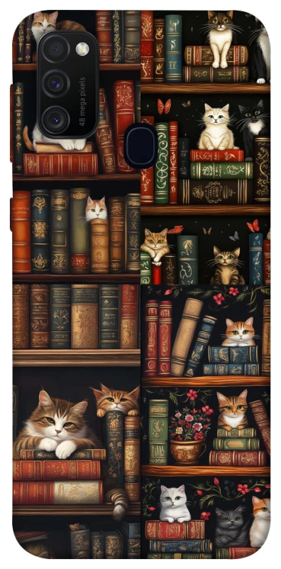 Чехол на Samsung Galaxy M30s / M21 Cats & Books фото 1 из 1