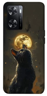 Чохол на Oppo A57s Кіт під місяцем v2 фото 1 з 1