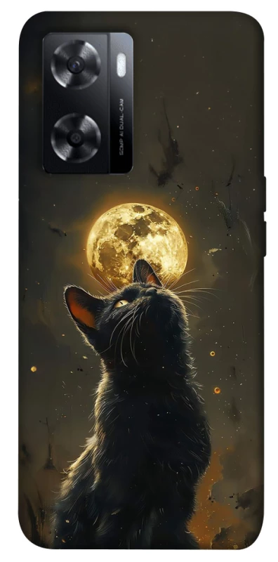 Чохол на Oppo A77s Кіт під місяцем v2 фото 1 з 1
