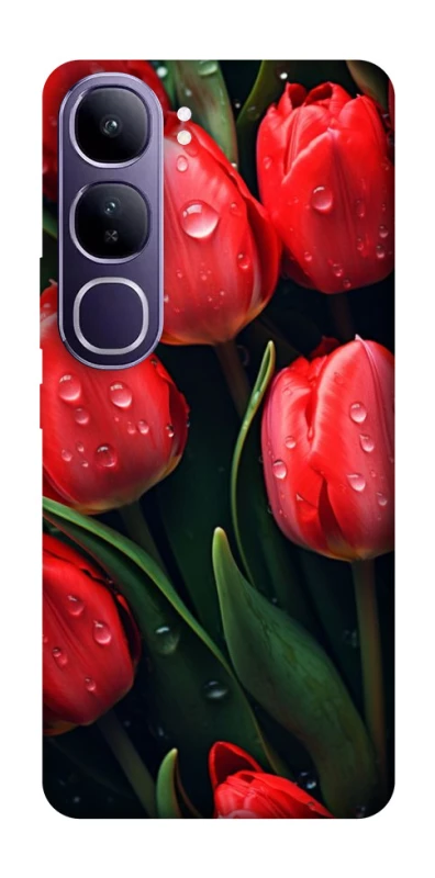 Чехол на Vivo Y300 Красные тюльпаны фото 1 из 1