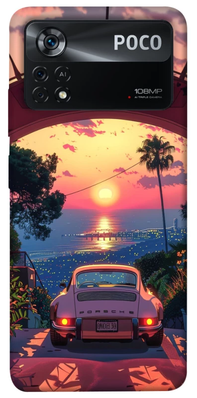 Чехол на Xiaomi Poco X4 Pro 5G Porsche at sunset фото 1 из 1