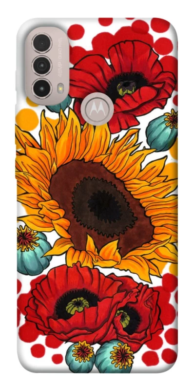 Чохол на Motorola Moto E40 Соняшники та маки фото 1 з 1