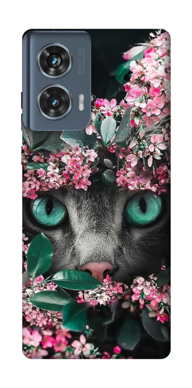 Чохол на Motorola Edge 50 Кіт в квітах фото 1 з 1