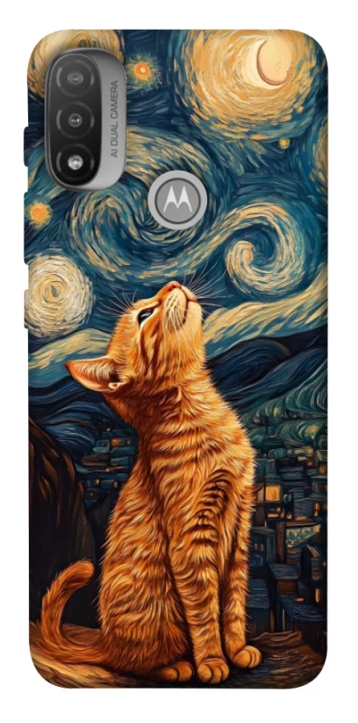 Чохол на Motorola Moto E20 van gogh cat фото 1 з 1