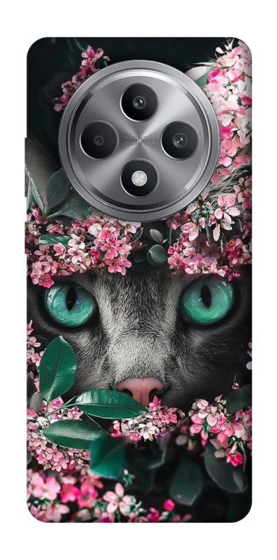 Чехол на Oppo Reno 12 F 4G Кот в цветах фото 1 из 1