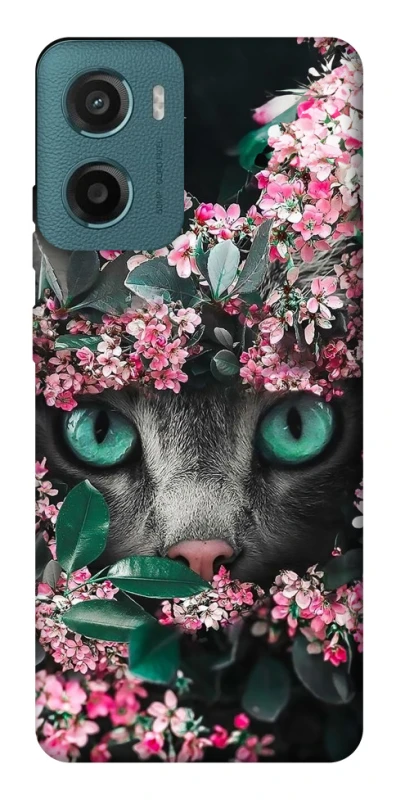 Чохол на Motorola Moto G06 Кіт в квітах фото 1 з 1