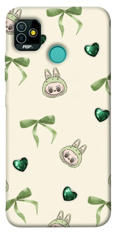 Чехол на TECNO POP 5 Labubu Green Heart фото 1 из 1